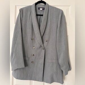 Le Suit Gray Double-Breasted Blazer